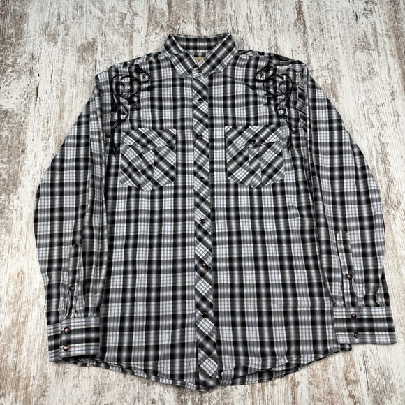 Cowboy Legend Other - Cowboy Legends Pearl Snap Embroidered‎ Y2K Style Sz L Western Country Plaid